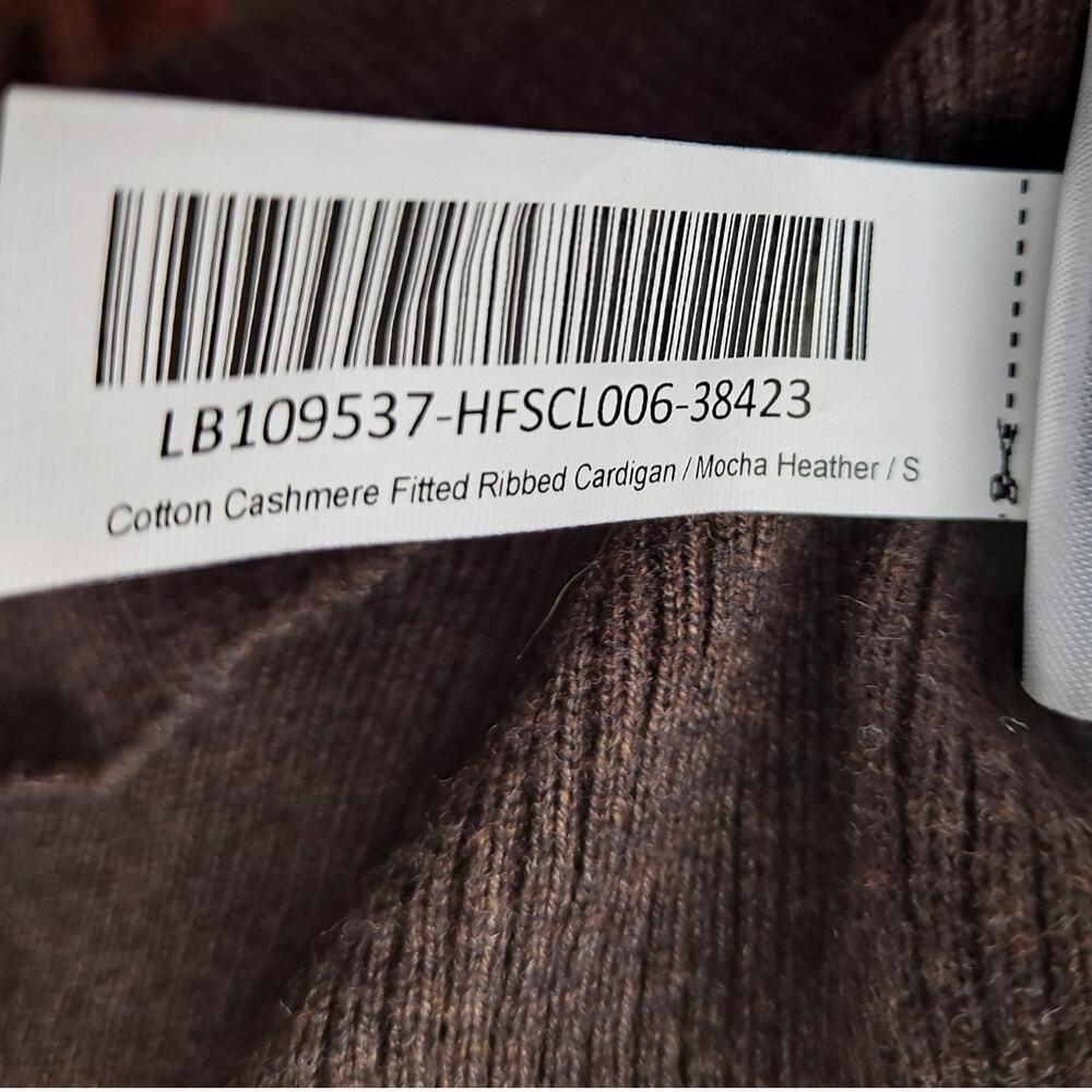 Quince Fitted Ribbed Cardigan Cotton Cashmere Mocha Heather Brown Womens Size S - Picture 11 of 11
